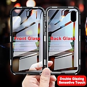 お買い得  iPhone用ケース-電話 ケース 用途 iPhone 16 iPhone 15 プロマックスプラス iPhone 14 13 12 11 Pro Max Mini X XR XS Max 8 7 Plus 磁気吸着ケース 全身保護 両面 耐衝撃 強化ガラス メタル