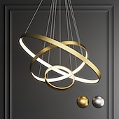 cheap Circle Design-3-Light LED Pendant Light 80/60/40cm Circle Matte Brushed Design Gold Aluminum Painted Finishes Modern Dining Living Room Lights ONLY DIMMABLE WITH REMOTE CONTROL