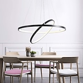 economico Modello a cerchio-Lampada a sospensione a led a 2 luci da 60 cm design cerchio in alluminio finiture verniciate dimmerabile moderna sala da pranzo camera da letto con paralume in acrilico luci regolabili 50w solo dimmerabile con telecomando