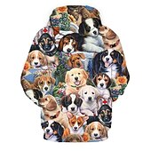 baratos Moletons masculinos com capuz-Homens Gráfico Animal Moletom Moletons Moletom Manga Longa Moletom com capuz Com Capuz Básico Impressão 3D Diário Preto Branco Designer