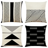 baratos estilo geométrico-capa de almofada 4 unidades quadradas decorativas macias capa de travesseiro capa de almofada fronha para sofá-cama almofada de linho falso lavável mashine de qualidade superior para sofá-cama
