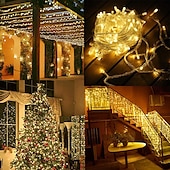 voordelige Plug String Lights-led lichtslingers 800 leds 400 leds 300 leds 200 leds 100 leds plug in lichtslingers 8 modi waterdicht binnen buiten kerstboom bruiloftsfeest slaapkamer decoraties eu stekker 220-240v en ons stekker