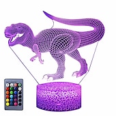 economico Luci notturne 3D-3D dinosauro luce notturna per camera dei bambini sensore smart touch lampada da notte con telecomando usb ricaricabile 7/16 colori lampada da comodino dinosauri giocattoli per ragazzi ragazze