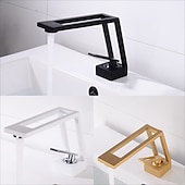 お買い得  クラシカル-シングルハンドルバスルームの蛇口、電気メッキ/ブラシ仕上げの1つの穴が中空/不規則/センターセット、真鍮の現代的なバスルームのシンクの蛇口には供給ラインが含まれています
