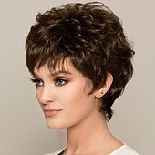 abordables perruque plus âgée-perruques brunes pour femmes perruque synthétique droite bob perruque cheveux synthétiques bruns courts conception à la mode des femmes cheveux mis en évidence / balayage perruques brunes exquises