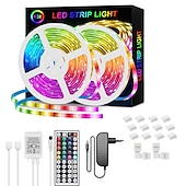 Недорогие Дистанционное управление-светодиодные ленты RGB 65.6ft -20m 32.8ft-10m ленточный свет smd5050 светодиодные ленты с пультом дистанционного управления с 44 клавишами ИК-пульт и источник питания 12v гибкое изменение цвета