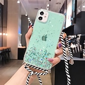 economico Cover per iPhone-telefono Custodia Per iPhone 15 Pro Max Plus iPhone 14 13 12 11 Pro Max Mini X XR XS Max 8 7 Plus Per retro Crystal Clear per le donne ragazza con cordino Glitter scintillanti Resistente agli urti TPU