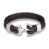 cheap Men&#039;s Jewelry-bracelet for men, sturdy cowhide leather bracelet, multilayer vintage anchor bracelet wrap cuff - blue with silver anchor