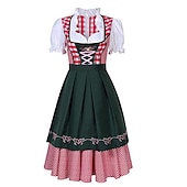  Oktoberfest Kleid Dirndl Trachtenkleider Dienstmädchen Deutsch München Wiesn Damen Stoff im traditionellen Stil Bluse Kleid Schürze Midi 60-70 cm