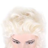 זול פאות היסטוריות-פאה שואגת פאה קוספליי פאה סינתטית פאה קוספליי פאה מארי אנטואנט מתולתל מתולתל פאה מהמאה ה-18 פאת שיער סינטטי לבן באורך בינוני פאת קרנבל לבנה של קליפורניה