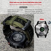 abordables Correas de reloj Garmin-Ver Banda para Garmin Fenix Quatix 7X 6X 5X Plus 3 HR Sapphire Instinct 2X Solar Enduro Tactix 7 Pro Descent Mk2i Mk2 D2 Bravo Charlie Delta PX Nailon Reemplazo Correa Ajuste rápido 26 mm Transpirable