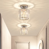economico Lampade da soffitto-14 cm tondo quadrato cristallo plafoniera led lampadario corridoio luce oro nero argento luci montaggio a filo metallo elettrolitico moderno stile nordico regalo per amici di famiglia 220-240 v