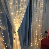 cheap USB String Lights-300 LEDs Curtain String Lights with Remote Control 3x3M Christmas Décor Lights for Christmas New Year&#039;s Curtain Window Roof String Lights