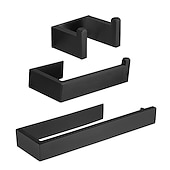 cheap Bathroom Accessory Set-Bathroom Accessory Set, Self-adhesive Matte Black Stainless Steel Hardware Include Robe Hook, Towel Bar, Towel Holder, Toilet Paper Holder,for Home and Hotel
