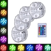 cheap Underwater Lights-Outdoor Submersible Lights Underwater Swimming Pool Lights Waterproof Remote Control 4pcs 3W RGB 5.5V Suitable for Vases Aquariums 10 LED Beads
