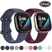 olcso Fitbit óraszíjak-2 csomag Smart Watch Band Kompatibilis valamivel FitBit Versa 4 Sense 2 Versa 3 Sense Puha szilikon Okos óra Szíj Vízálló Állítható Légáteresztő Sportszíj Csere Karszalag