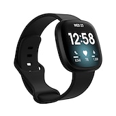 billiga Fitbit klockband-Klockarmband för Fitbit Versa 3 Sense Silikon Ersättning Rem Andningsfunktion Sportband Armband
