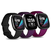 economico Cinturini per orologi Fitbit-3 pezzi Cinturino per orologio  per Fitbit Versa 3 Sense Silicone morbido Sostituzione Cinghia Da donna Da uomo Impermeabile Cinturino sportivo Polsino