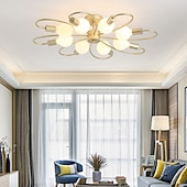 preiswerte Unterputzmontage &amp; Halbbündige Montage-8 Köpfe LED Deckenleuchte nordischen Stil Gold Cluster Design Unterputz Lichter Metall Sputnik linear Mini lackiert Oberflächen moderne 110-120V 220-240V