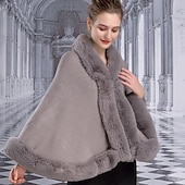billiga Pälssjalar-långärmade capes fuskpäls / orlon höst bröllop / fest / kvällssjal&amp;amp; wrap / damlinda med delad fog / solid
