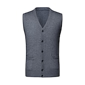 Χαμηλού Κόστους ανδρικό πουλόβερ ζακέτα-Ανδρικά Πουλόβερ γιλέκο Μαλλινη μπλουζα Ζακέτα Πλέκω Πλεκτό Συμπαγές Χρώμα Βαθύ V Βασικό Μαλακή Καθημερινά Σαββατοκύριακο Ρούχα Άνοιξη Φθινόπωρο Κρασί Βαθυγάλαζο M L XL