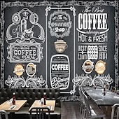 cheap Wallpaper-Coffee Cafe Mural Wallpaper Wall Sticker Covering Print Peel and Stick Self Adhesive Removable for Coffee Cafe Blackboard Canvas Home Décor Multiple Size
