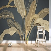 voordelige Behang-muurschildering behang muursticker bekleding print goud tropisch palmblad canvas home decor peel en stick verwijderbaar