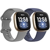 olcso Fitbit óraszíjak-2 csomag Smart Watch Band Kompatibilis valamivel FitBit Versa 4 Sense 2 Versa 3 Sense Puha szilikon Okos óra Szíj Vízálló Állítható Légáteresztő Sportszíj Csere Karszalag