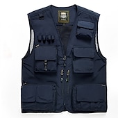 preiswerte Westen-Herren Anglerweste Weste für Wanderer Ärmellos Weste / Fahrradweste Shirt Außen Windundurchlässig Atmungsaktiv Rasche Trocknung Leicht Sommer Polyester Saphir Marineblau gelb fluoreszierend Angeln