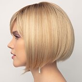 levne starší paruka-blonďatá bob paruka syntetická paruka rovná bob paruka blond krátká blond syntetické vlasy dámský módní design nádherný pohodlný blond