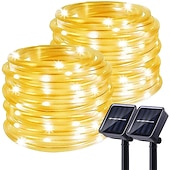ieftine Alimentare Energie Solară-lumini de frânghie solare în aer liber alimentate cu energie solară tuburi impermeabile în aer liber cu 100 de leduri 35,7 picioare 8 moduri sârmă de cupru lumini de zână pentru gard de grădină patio curte petrecere nuntă sală de Crăciun