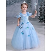 billige Jentekostymer-Askepott Eventyr Prinsesse Kjoler Blomsterpikekjole Jul A-linje Merke feriekjole Film-Cosplay for Jente Barne Bryllup Bryllupsgjest