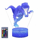economico Luci notturne 3D-3D dinosauro luce notturna per camera dei bambini sensore smart touch lampada da notte con telecomando usb ricaricabile 7/16 colori lampada da comodino dinosauri giocattoli per ragazzi ragazze