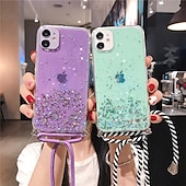 economico Cover per iPhone-telefono Custodia Per iPhone 15 Pro Max Plus iPhone 14 13 12 11 Pro Max Mini X XR XS Max 8 7 Plus Per retro Crystal Clear per le donne ragazza con cordino Glitter scintillanti Resistente agli urti TPU