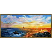 economico Quadri paesaggistici-pittura a olio 100% fatto a mano dipinto a mano arte della parete su tela orizzontale panoramico astratto moderno paesaggio crepuscolo mare cielo decorazione della casa arredamento tela arrotolata