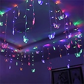 preiswerte Stecker Lichterketten-elegante Hochzeitsempfangsparty 3,5 m LED-Lichterkette in Schmetterlingsform 96 LED-Eiszapfen-Lichtervorhang Weihnachtshochzeit Feiertagsschlafzimmer-Dekorationslampe 110 V 220 V EU-Stecker US-Stecker