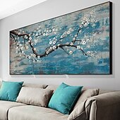 cheap Floral/Botanical Paintings-Oil Painting Hand Painted Horizontal Panoramic Landscape Floral / Botanical Modern Rolled Canvas (No Frame)