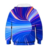 Недорогие Мальчиковое 3D-зрение и геометрия-Мальчики 3D 3D-печати Толстовка Длинный рукав 3D печать Весна Осень Зима Активный Классический Дети 2-12 лет Школа на открытом воздухе Повседневные