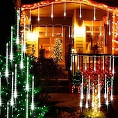 رخيصةأون يعمل بالكهرباء-30 سم * 24 أضواء سلسلة أضواء دش نيزك عيد الميلاد 432 المصابيح 3 قطع أبيض دافئ RGB أبيض أضواء دش النيزك عيد الرعب عيد الميلاد إبداعي ضد الماء ديكور 100-240 V