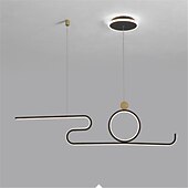 cheap Island Lights-90 cm LED Pendant Light Nordic Island Style Extremely Simple Modern Gold Black Atmosphere Personality Dining Table Long Bar Taipei European Office Restaurant