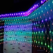 economico Plug in elettrico-luci nette a led 3m x 2m 200 luci nette a led luci per tende luci rete da pesca bianco caldo bianco blu multicolore albero di natale festa di decorazione della casa viola blu bianco caldo multi
