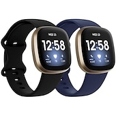 olcso Fitbit óraszíjak-2 csomag Smart Watch Band Kompatibilis valamivel FitBit Versa 4 Sense 2 Versa 3 Sense Puha szilikon Okos óra Szíj Vízálló Állítható Légáteresztő Sportszíj Csere Karszalag