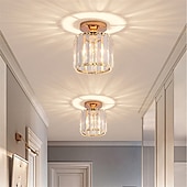 economico Lampade da soffitto-14 cm tondo quadrato cristallo plafoniera led lampadario corridoio luce oro nero argento luci montaggio a filo metallo elettrolitico moderno stile nordico regalo per amici di famiglia 220-240 v