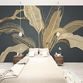 voordelige Behang-muurschildering behang muursticker bekleding print goud tropisch palmblad canvas home decor peel en stick verwijderbaar