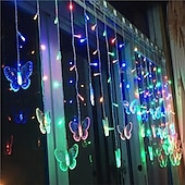 preiswerte Stecker Lichterketten-elegante Hochzeitsempfangsparty 3,5 m LED-Lichterkette in Schmetterlingsform 96 LED-Eiszapfen-Lichtervorhang Weihnachtshochzeit Feiertagsschlafzimmer-Dekorationslampe 110 V 220 V EU-Stecker US-Stecker