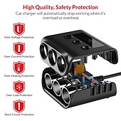 cheap Car Charger-Cigarette Lighter Adapter Car Charger Adapter 12V-24V 3 Socket Splitter Plug LED 4 USB Charger Adapter 2.4A 100W For Phone MP3 DVR