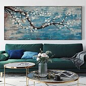 cheap Floral/Botanical Paintings-Oil Painting Hand Painted Horizontal Panoramic Landscape Floral / Botanical Modern Rolled Canvas (No Frame)