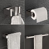 economico Set di accessori da bagno-accessorio hardware per il bagno porta carta igienica / porta accappatoio e asta singola per bagno in acciaio inossidabile a parete argento spazzolato 4 pezzi / 3 pezzi / 1 pezzo