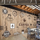 billiga Tapeter-coola tapeter väggmålning vintage tapet väggdekal som täcker tryck skala och sticka avtagbar kaffe kafé graffiti canvas heminredning