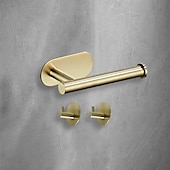 economico Set di accessori da bagno-Porta carta igienica&amp;amp; Set di 2 ganci da parete accessori da bagno autoadesivi per montaggio a parete in acciaio inossidabile (nero / dorato / argentato)